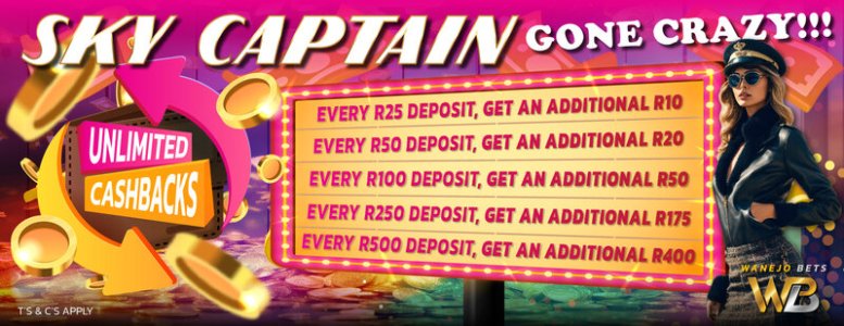 Wanejobets Sky Captain Cashback