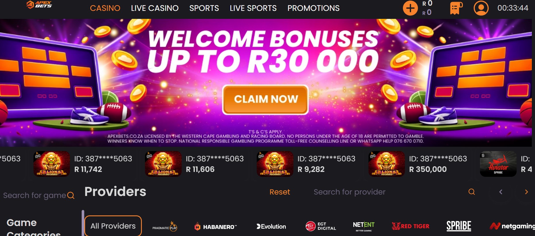 Apexbets Casino Homepage Apexbets Casino Homepage